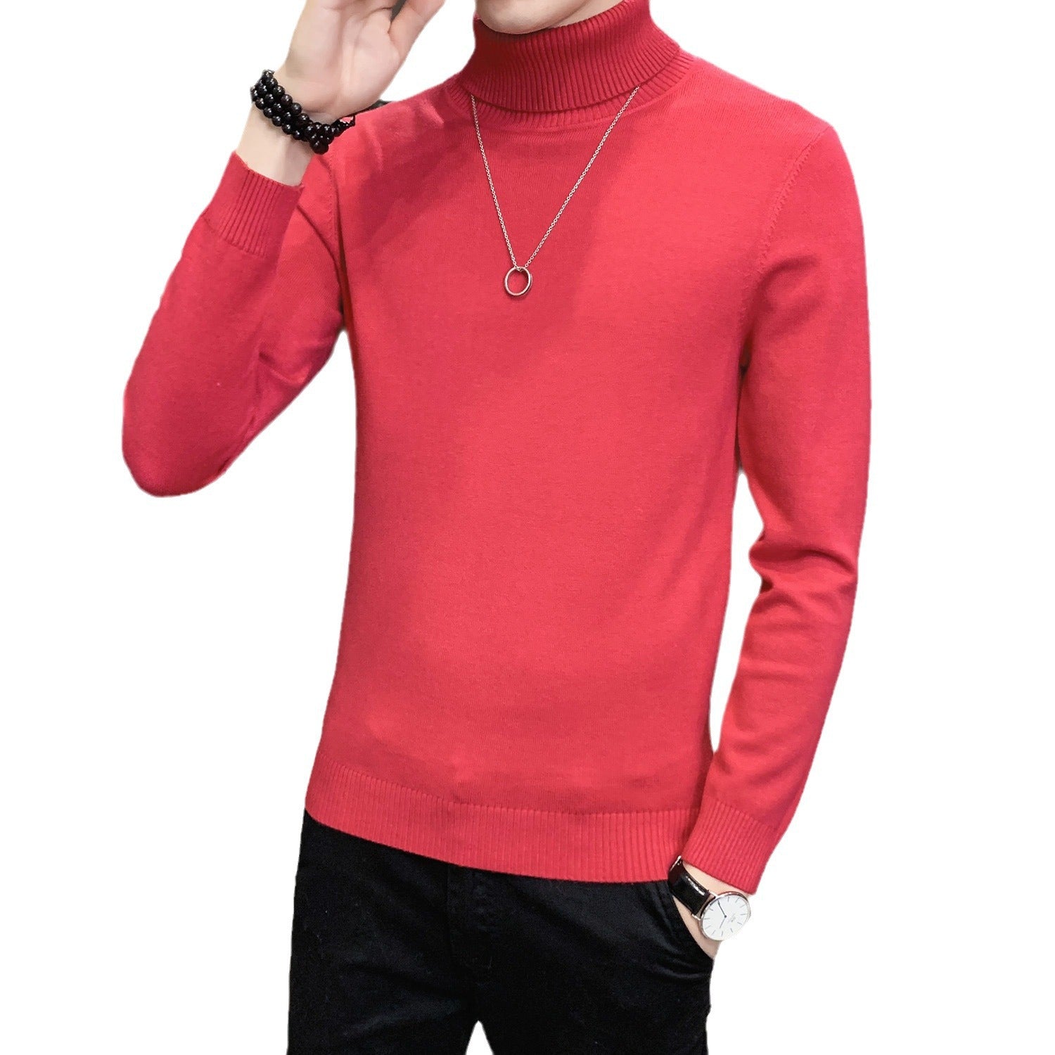 Herren Pullover mit hohem Kragen aus weicher Strickware R&B
