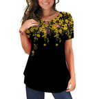 Damen elegantes Oberteil mit floralem Cut-Out-Design und glänzendem Ringeinsatz R&B
