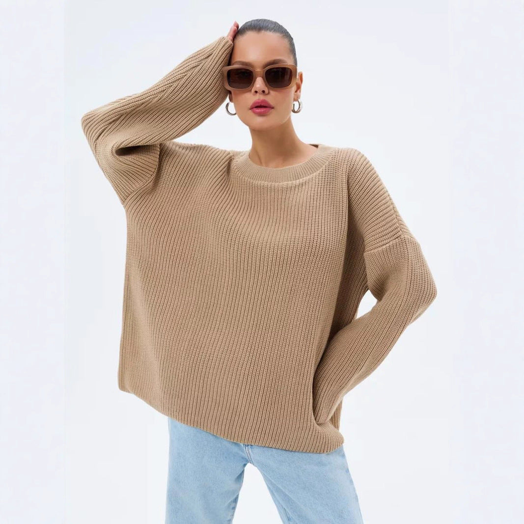 Damen Oversized Strickpullover mit strukturiertem Design und lässigem Schnitt R&B