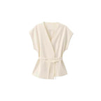 Damen elegantes Wickeloberteil und weite Palazzo-Hose Set R&B