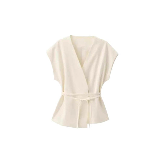 Damen elegantes Wickeloberteil und weite Palazzo-Hose Set R&B