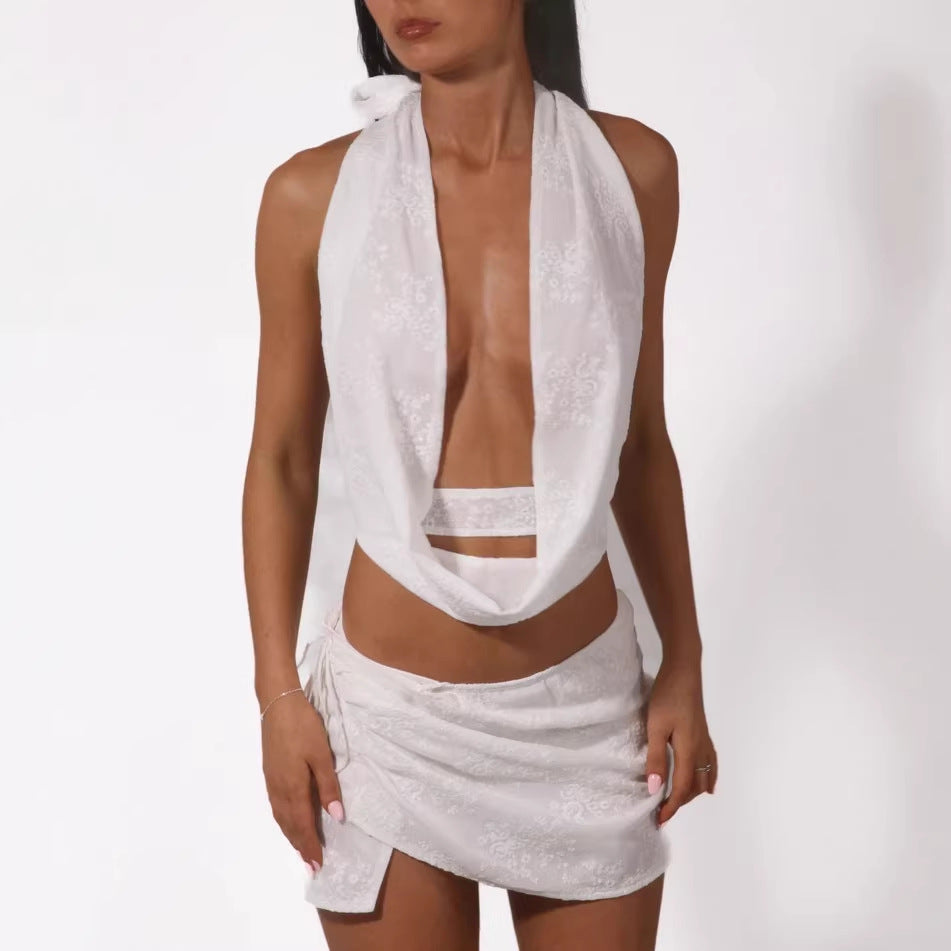 Damen Verspieltes Bauchfreies Top mit asymmetrischen Rüschendetails R&B