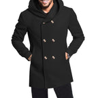 Herren eleganter und warmer Mantel mit doppelter Knopfleiste und großen Taschen R&B