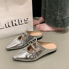 Damen flache Mules mit dekorativen Schleifen R&B