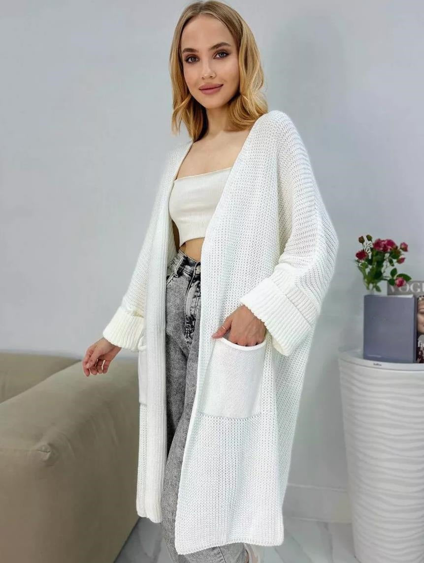 Damen Grobstrick-Cardigan mit weit geschnittenen Ärmeln und großzügigen Taschen R&B