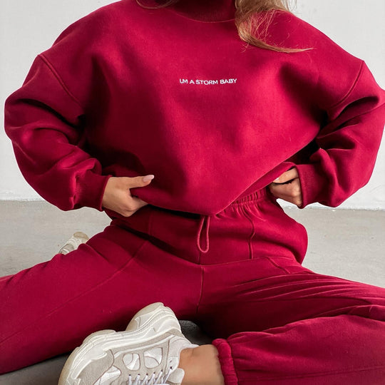 Damen Sportliches Set mit hochgeschlossenem Sweatshirt und elastischen Hosen R&B