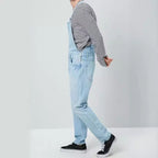 Herren Denim Latzhose im Vintage-Stil mit regulierbaren Trägern und praktischen Taschen