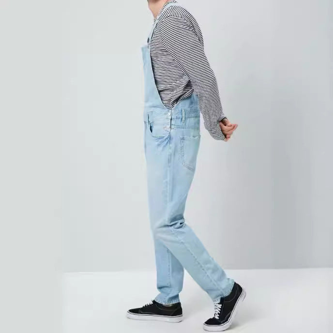 Herren Denim Latzhose im Vintage-Stil mit regulierbaren Trägern und praktischen Taschen