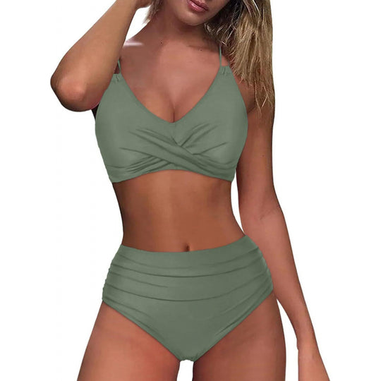 Damen High-Waist Bikini mit elegantem Wickeldesign und verstellbaren Trägern R&B