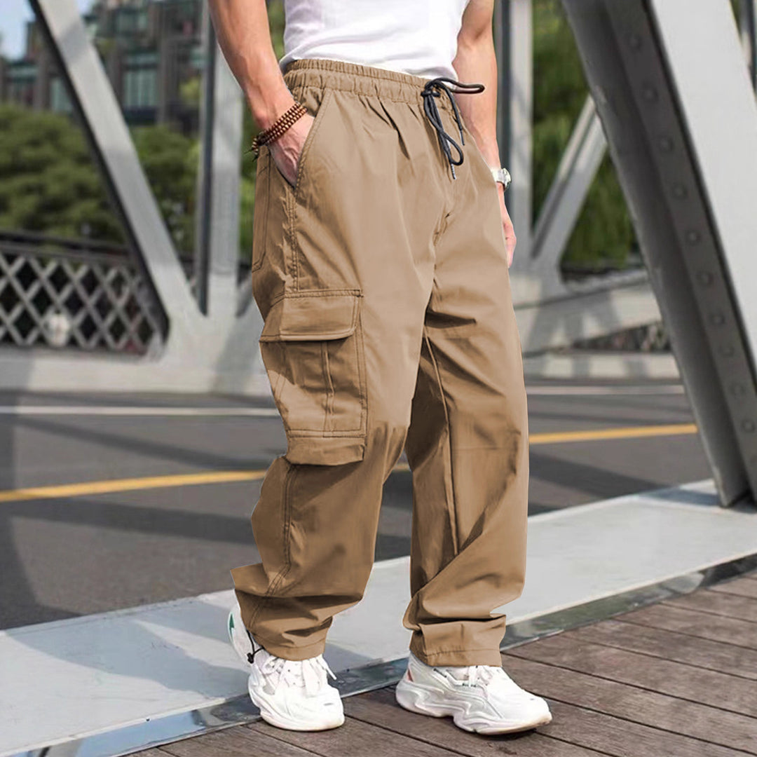 Herren moderne Cargohose mit elastischem Bund und multifunktionalen Taschen R&B