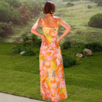 Damen Maxikleid mit floralem Muster und schmalen Trägern R&B