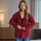 Damen lässige Strickjacke mit offenen Fronten und voluminösen Ärmeln R&B