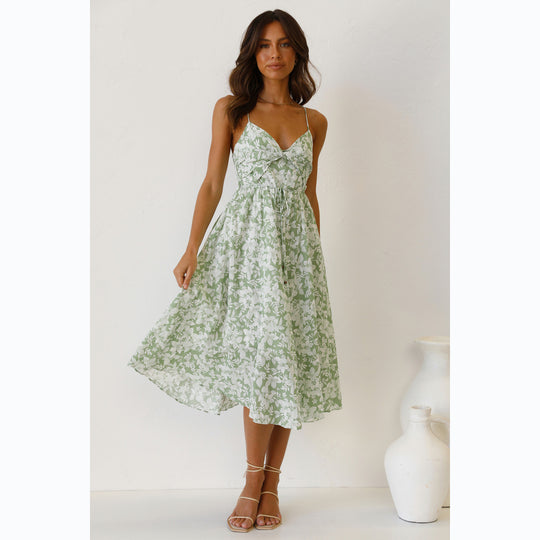Damen Midikleid mit elegantem Wickeldesign und floralem Mustermix R&B