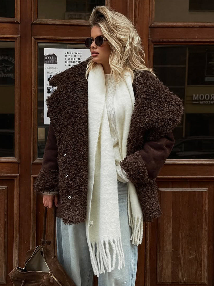 Damen Übergangsjacke mit voluminösem Kunstfellkragen R&B