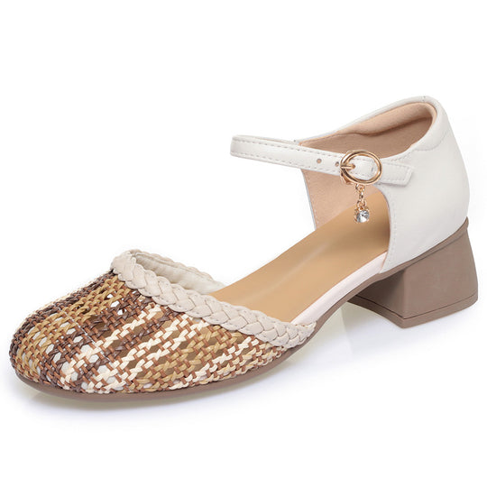 Damen Komfortable Sandaletten mit verstellbarem Fesselriemen und geflochtenem Design R&B