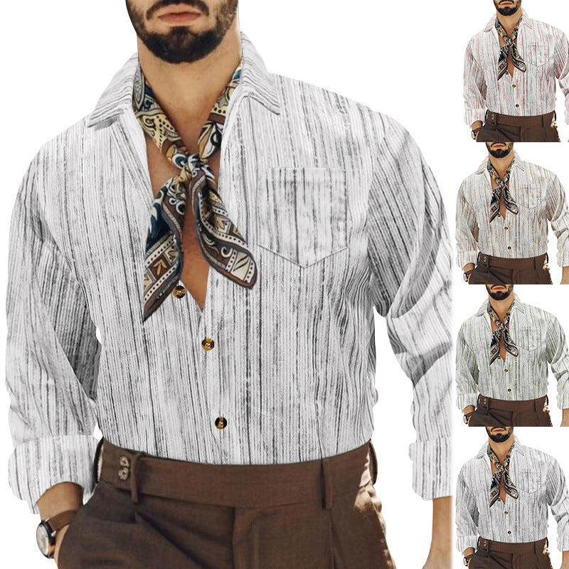 Herren Modisches Langarmhemd mit strukturiertem Design und praktischen Knöpfen
