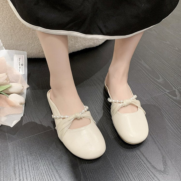 Damen verzierte Mules mit Perlenakzent und Schleifen-Detail R&B