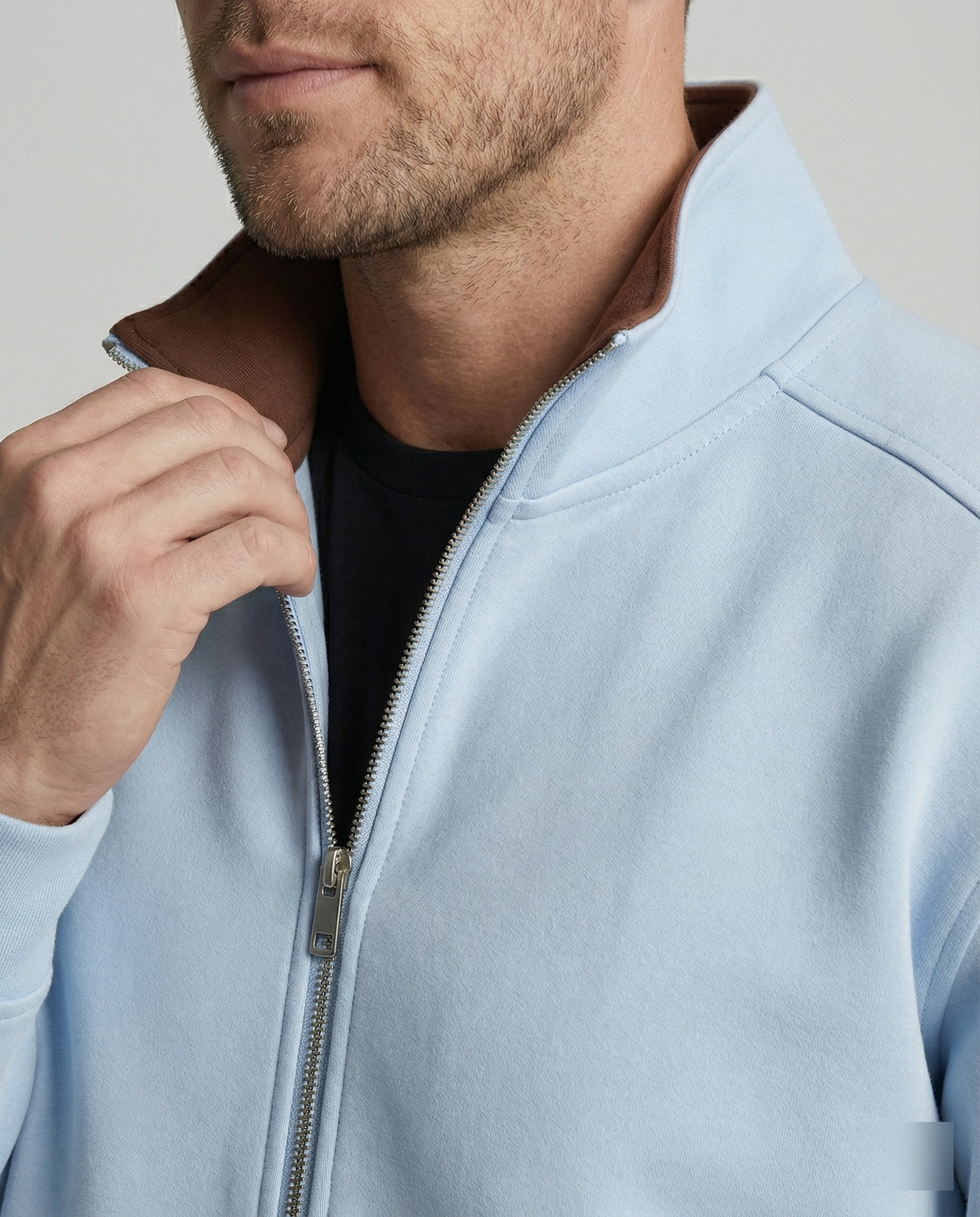 Minimalistischer Unisex Cardigan 430g Baumwolle mit Doppel-Reißverschluss