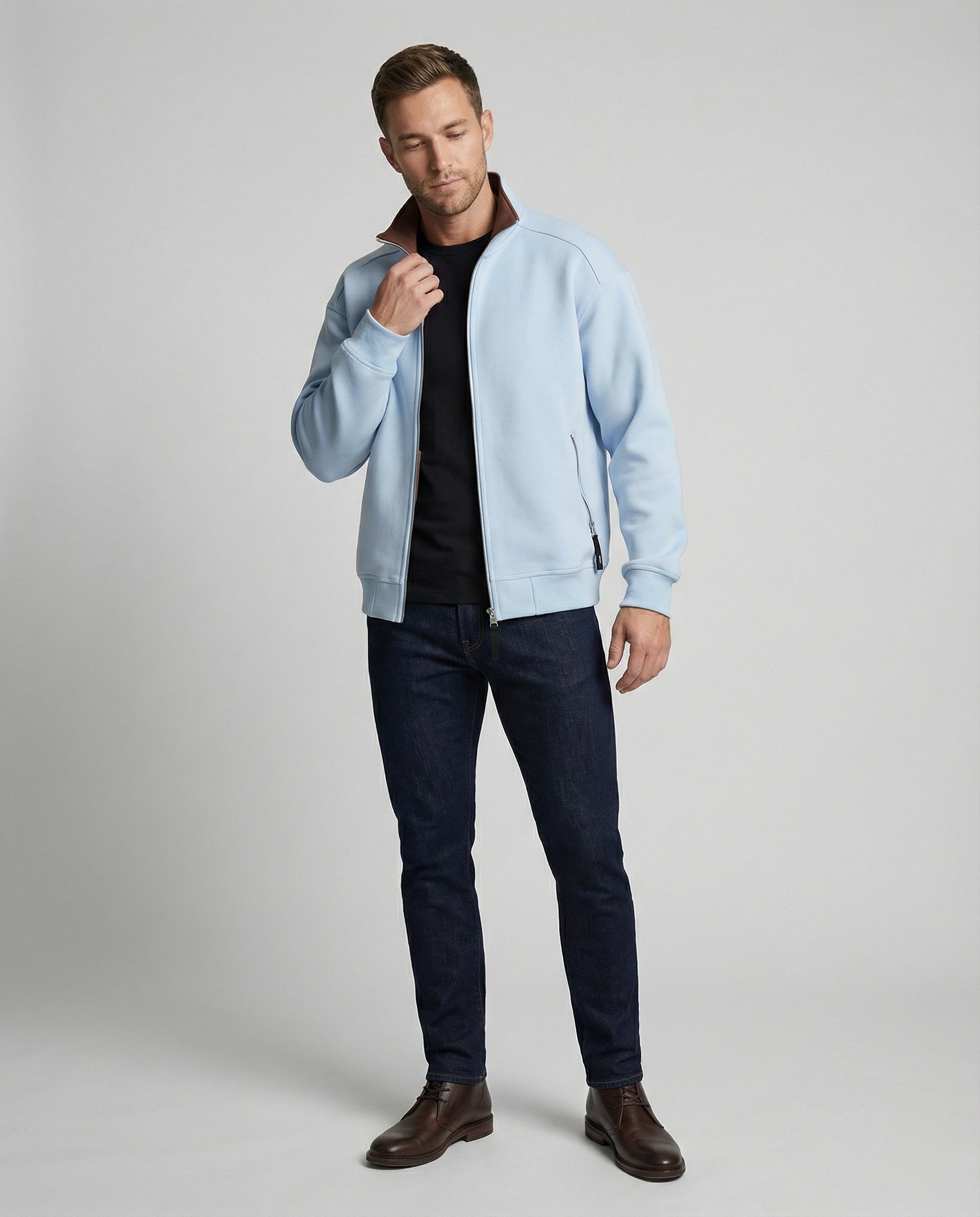 Minimalistischer Unisex Cardigan 430g Baumwolle mit Doppel-Reißverschluss