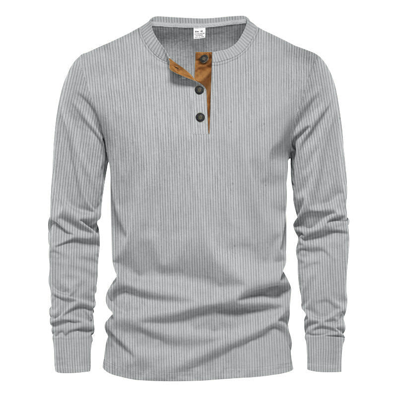 Herren Langarm-Henley-Shirt mit strukturiertem Design R&B