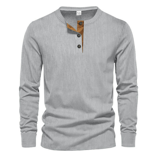 Herren Langarm-Henley-Shirt mit strukturiertem Design R&B