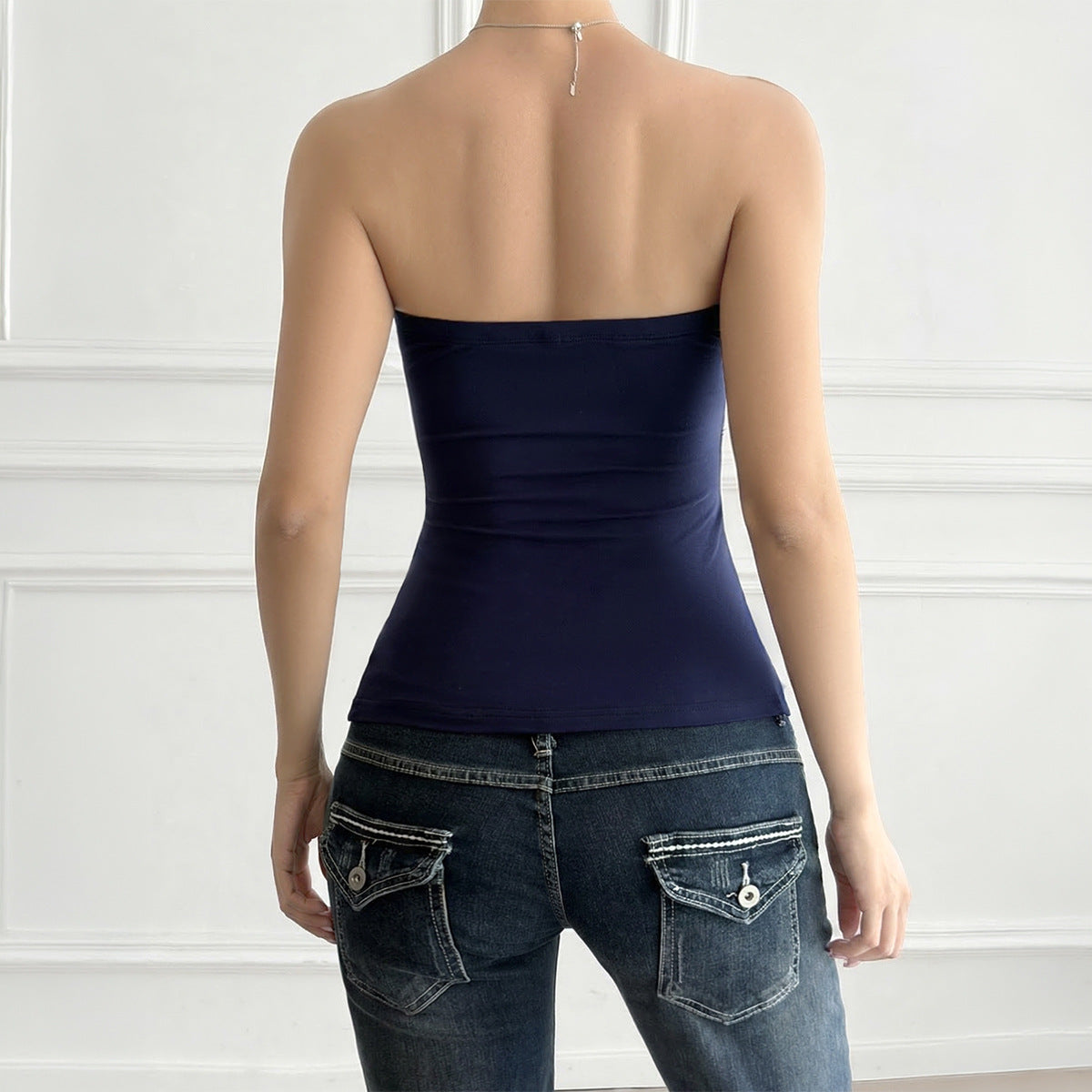 Damen Trägershirt mit Rüschendetails und Knopfverschluss R&B