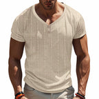 Herren Kurzarm Henley-Shirt mit strukturiertem Design und praktischen Knopfdetails R&B