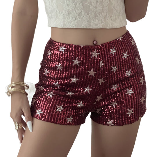 Damen Minirock mit funkelnden Pailletten und verspieltem Punktedesign R&B
