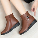 Damen Modische Stiefeletten mit seitlichem Reißverschluss und dekorativem Riemen