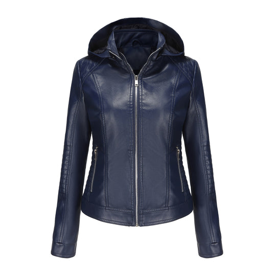 Damen Kapuzenjacke aus hochwertigem Kunstleder R&B
