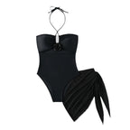 Damen Chic Cut-Out Badeanzug mit Wickelrock R&B