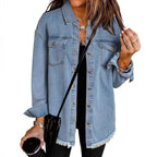 Damen Oversized Jeanshemd mit Fransen R&B