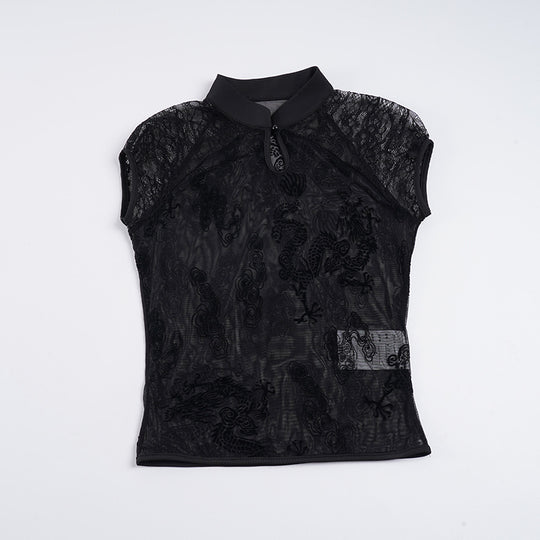 Damen elegante Spitzenbluse mit dezenten Akzenten R&B