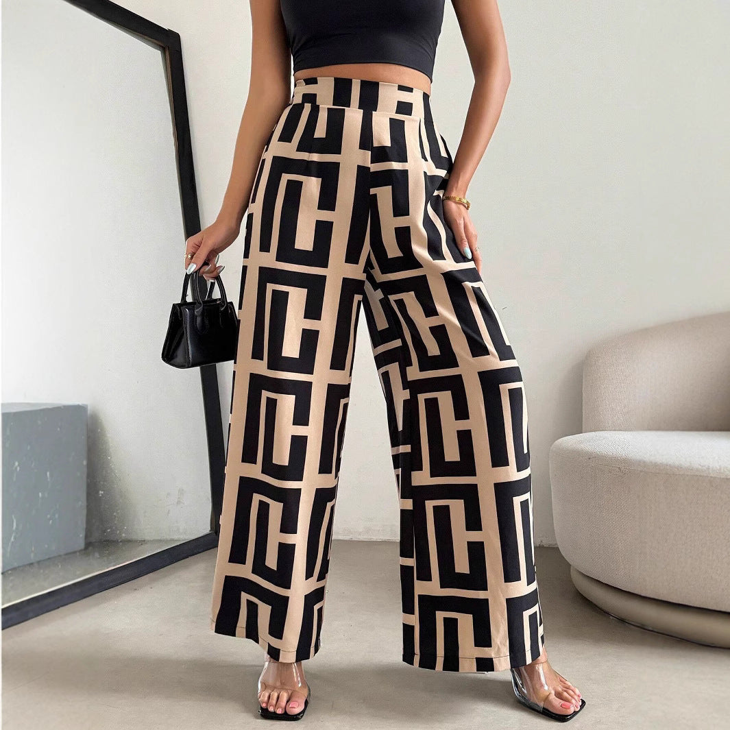 Damen Modische Palazzo-Hose mit grafischem Muster R&B