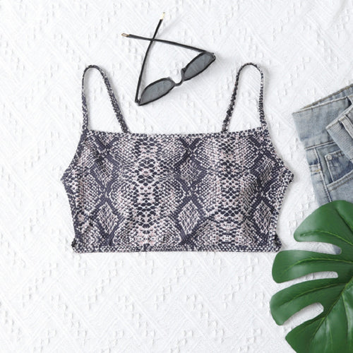 Damen Cropped Bikinioberteil mit Schlangenleder-Design R&B
