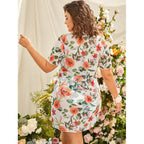 Damen Sommerkleid mit floralem Design und rundem Ausschnitt R&B