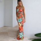 Damen Maxikleid mit aufregendem Blumen- und Tiermotiv R&B