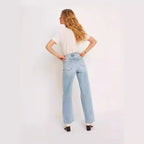 Damen Weit geschnittene High-Waist Jeans mit modischen Destroyed-Details R&B
