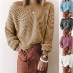 Damen Weites Strickoberteil mit Schneckenstruktur und weitem Ausschnitt R&B