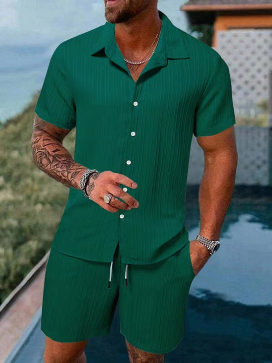 Herren atmungsaktives Sport-Set mit Kurzarm-Hemd und Shorts R&B