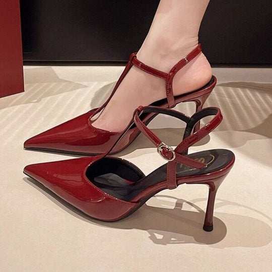 Damen elegante T-Strap High Heels R&B