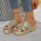 Damen Wedge-Pantoletten mit modischem Kreuzband-Design und komfortabler Sohle R&B