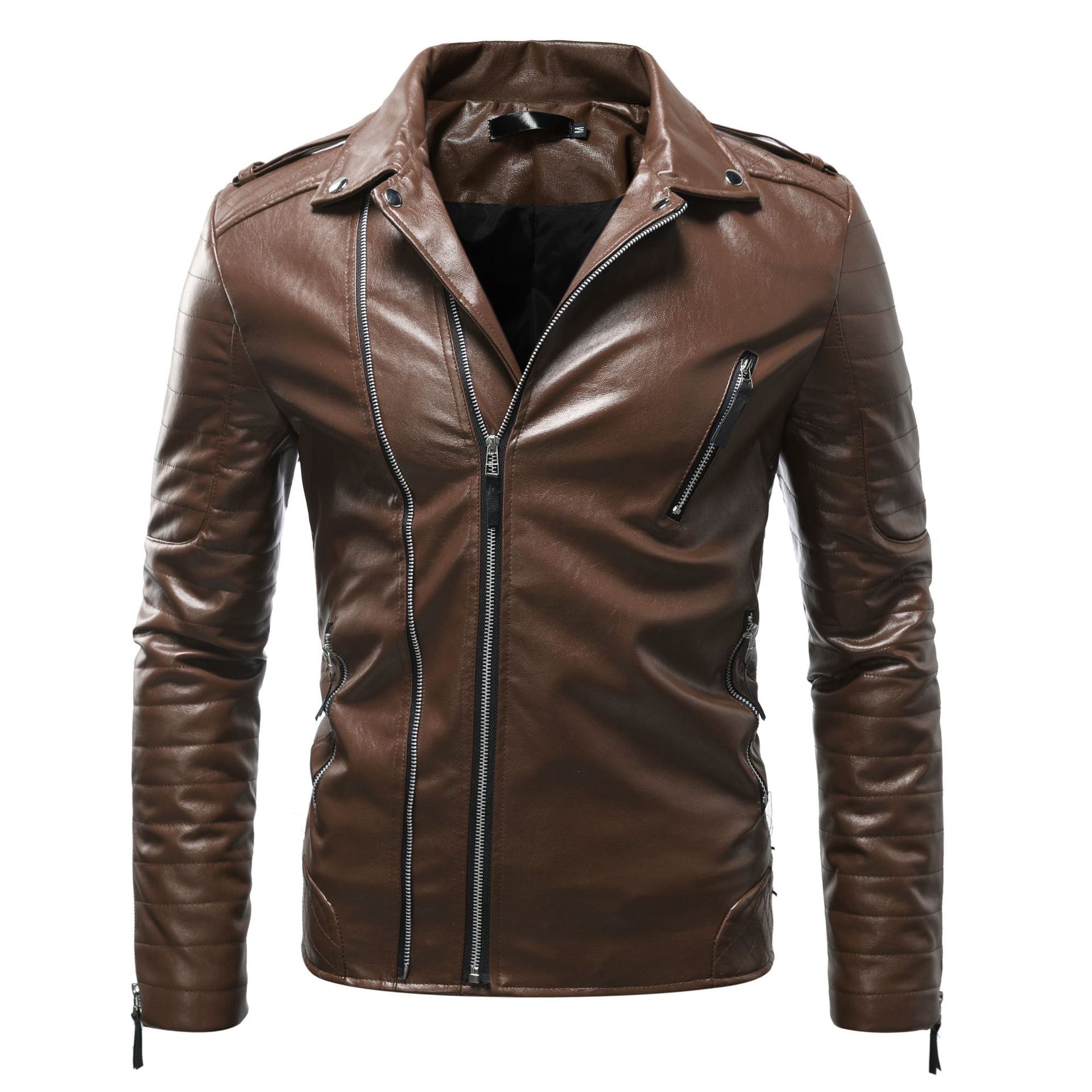 Herren Leder Bikerjacke mit Taschen