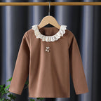 Mädchen Langarmshirt mit Rüschenkragen und charmantem Applikationsdetail R&B