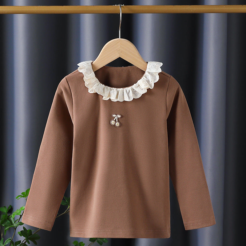 Mädchen Langarmshirt mit Rüschenkragen und charmantem Applikationsdetail R&B