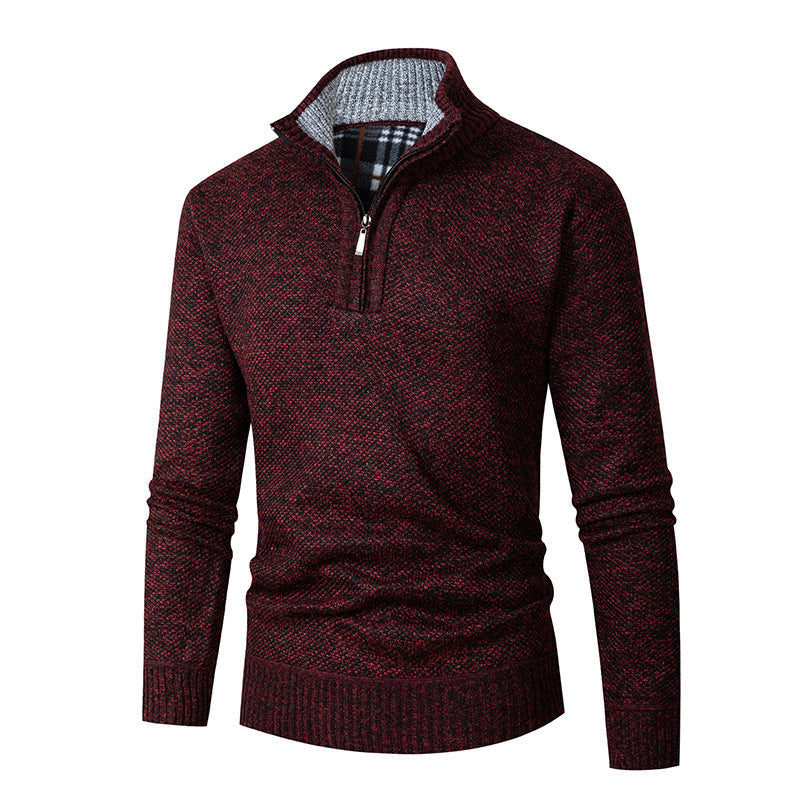 Herren kuscheliger Strickpullover mit halbem Reißverschluss R&B