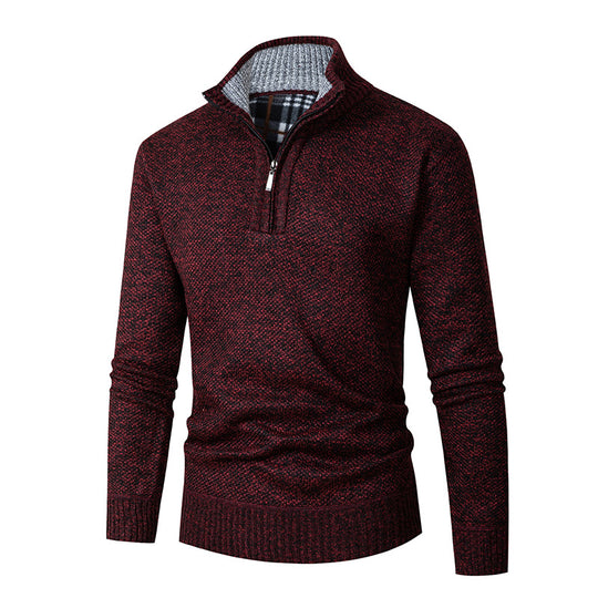 Herren kuscheliger Strickpullover mit halbem Reißverschluss R&B