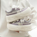 Damen Plattform Sneakers mit dekorativen Perlen und luftiger Mesh-Oberfläche