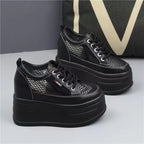 Damen Plateau Sneakers mit atmungsaktivem Netzdesign und rutschfester Sohle