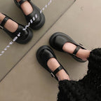 Damen modische Plateau-Mary Jane Schuhe mit verstellbarem Schnallenverschluss R&B